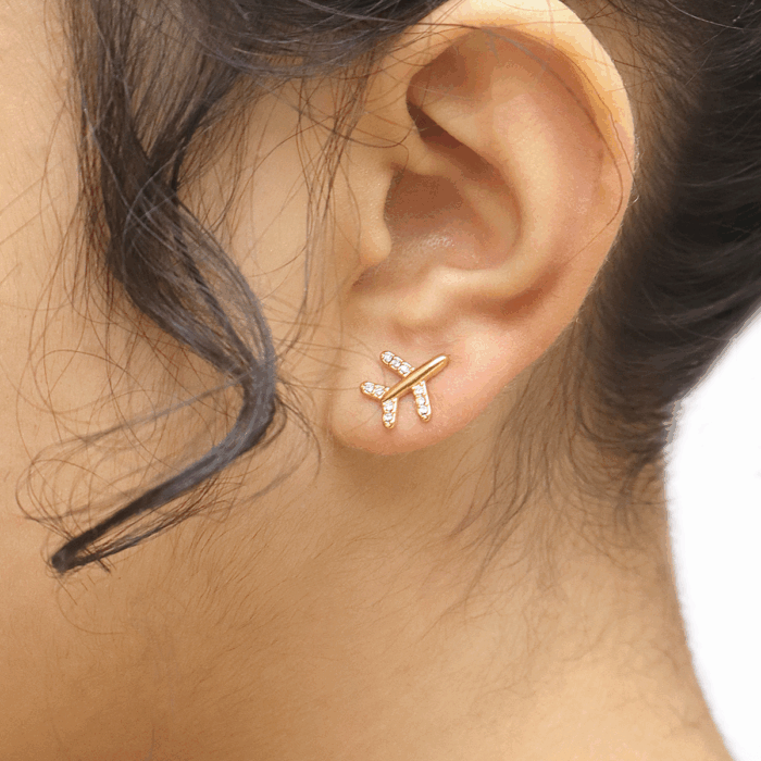 Aretes Avión Mini Zirconia - Imagen 2