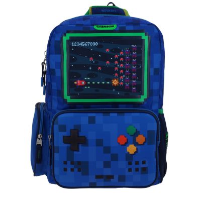 Mochila Escolar Azul con Diseño Gamer Chenson Original Galaga