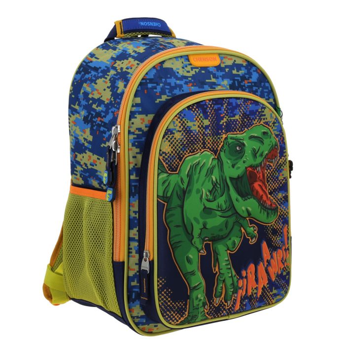 Mochila Azul Escolar Diseño 3D de Dinosaurio Chenson Original Korav - Imagen 6