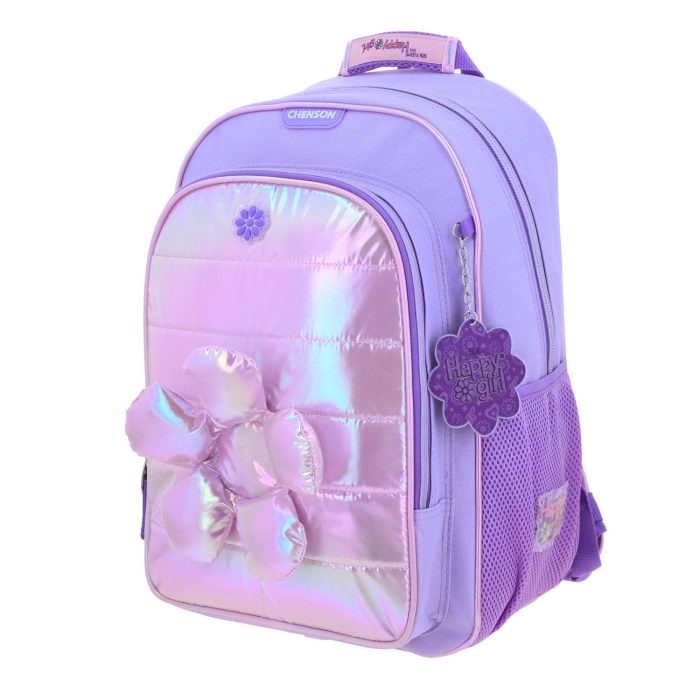 Mochila Lila Brillante Diseño con Flor Happy Girl Flof - Imagen 5
