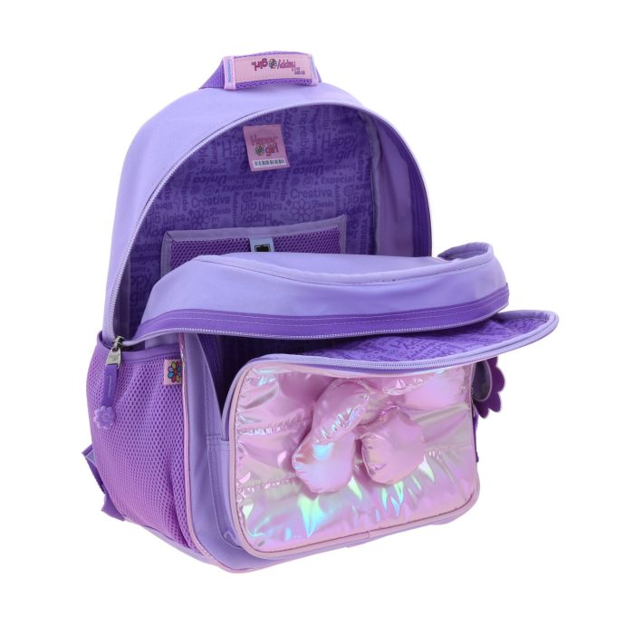 Mochila Lila Brillante Diseño con Flor Happy Girl Flof - Imagen 4