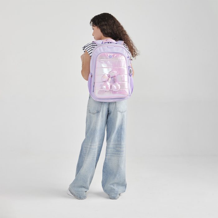 Mochila Lila Brillante Diseño con Flor Happy Girl Flof - Imagen 8