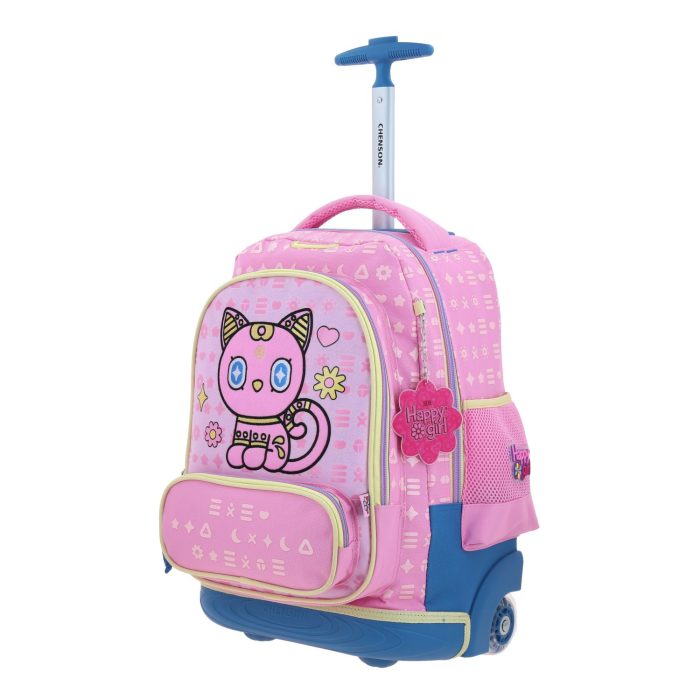 Mochila Rosa con Ruedas Con Bordado Happy Girl Gipsy - Imagen 4