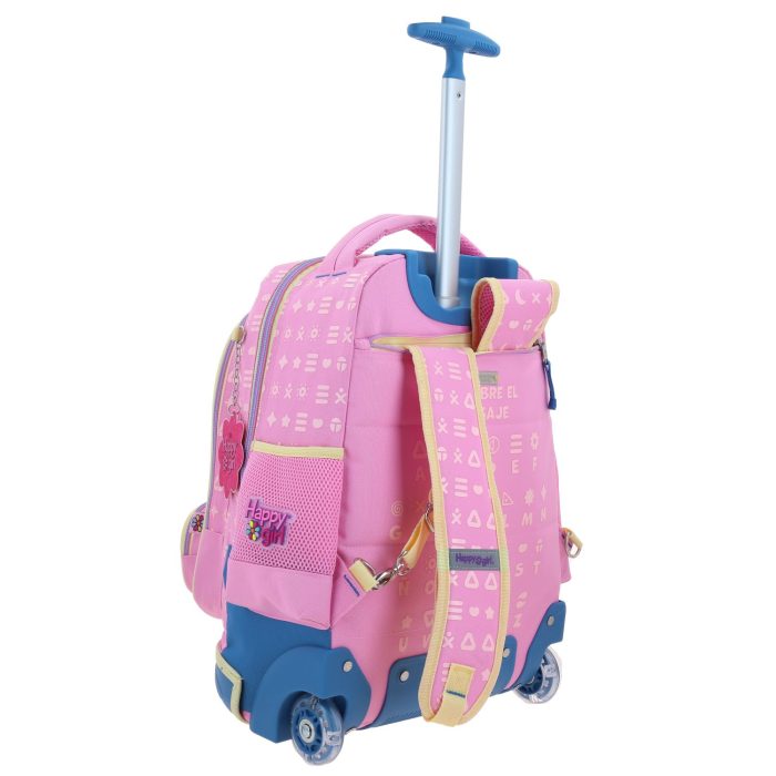 Mochila Rosa con Ruedas Con Bordado Happy Girl Gipsy - Imagen 7