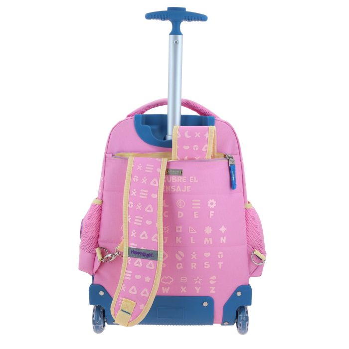 Mochila Rosa con Ruedas Con Bordado Happy Girl Gipsy - Imagen 6
