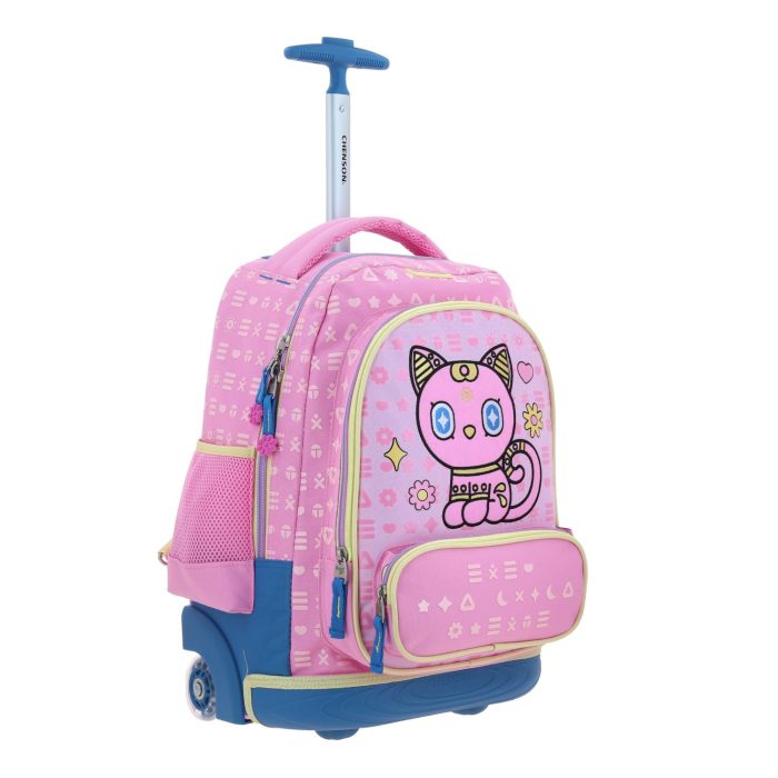 Mochila Rosa con Ruedas Con Bordado Happy Girl Gipsy - Imagen 2