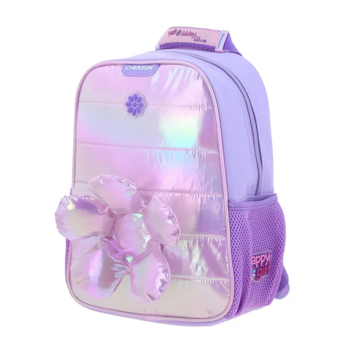 Mochila Lila con Flor 3D Brillante Happy Girl Flof - Imagen 4