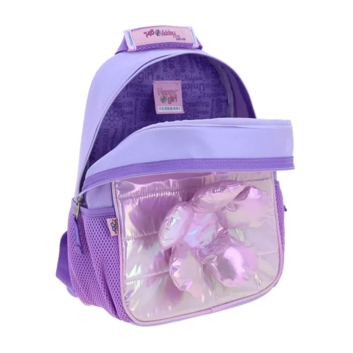Mochila Lila con Flor 3D Brillante Happy Girl Flof - Imagen 6