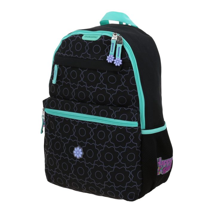 Mochila Negra Bordes en Turquesa Happy Girl Cienta - Imagen 2