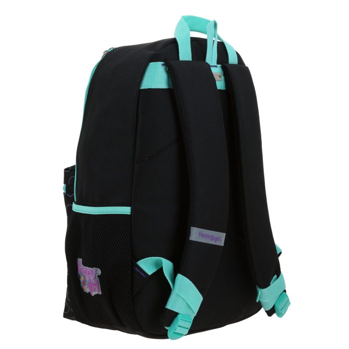 Mochila Negra Bordes en Turquesa Happy Girl Cienta - Imagen 3