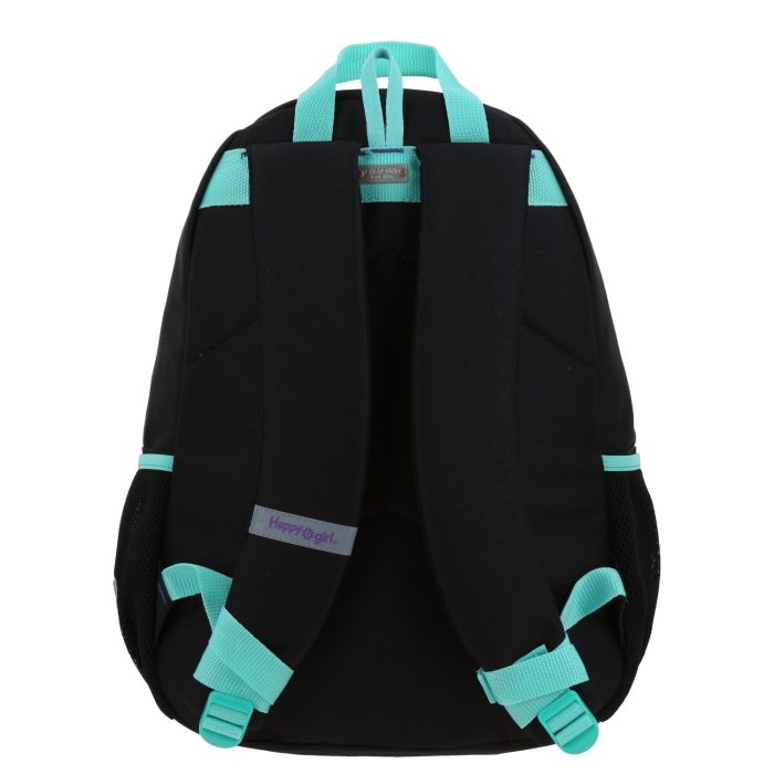Mochila Negra Bordes en Turquesa Happy Girl Cienta - Imagen 6