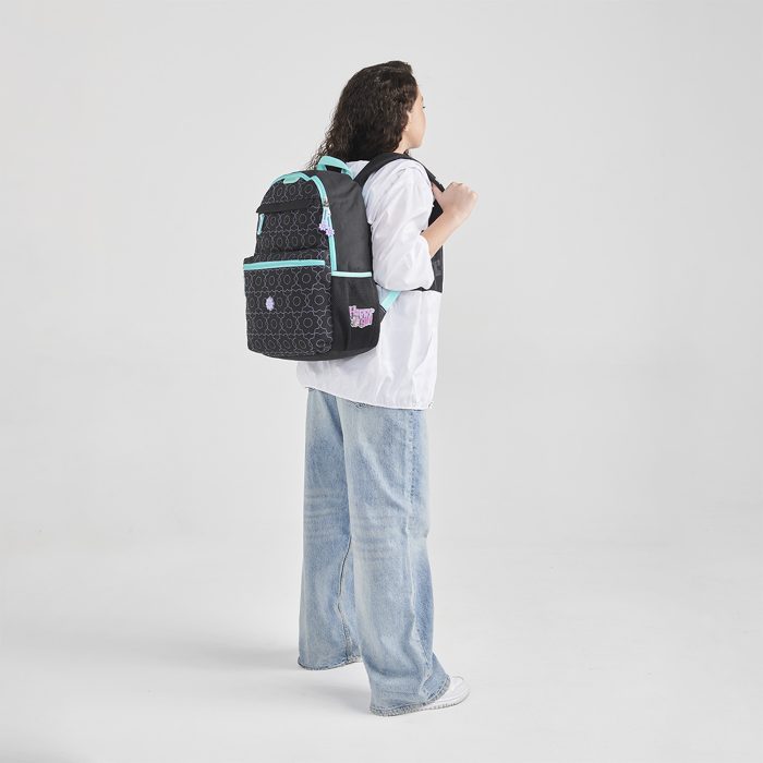 Mochila Negra Bordes en Turquesa Happy Girl Cienta - Imagen 8